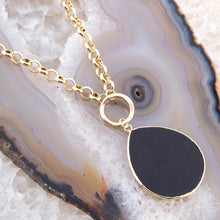 Load image into Gallery viewer, Black Onyx Teardrop Golden Chain Necklace