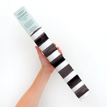 Load image into Gallery viewer, Black and White Painterly Stripes Table Runner