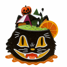 Load image into Gallery viewer, Black Magic Halloween Tiki Brooch by Carrie Hudson x Lipstick &amp; Chrome