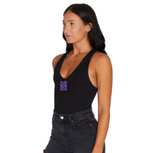 Load image into Gallery viewer, Northwestern Wildcats Black Bodysuit