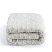 Load image into Gallery viewer, DaDa Bedding Luxury White Roses Fluffy Soft Sherpa Backside Faux Fur Throw Blanket (K11)