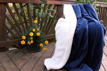 Load image into Gallery viewer, Tache Dark Navy Blue Sherpa Winter Night Micro Fleece Throw Blanket (SMF5060BL)