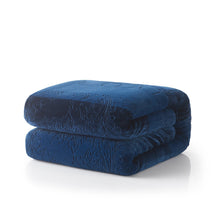 Load image into Gallery viewer, Tache Solid Embossed Cozy Night Blue Sherpa Throw Blanket (62093)