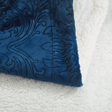 Load image into Gallery viewer, Tache Solid Embossed Cozy Night Blue Sherpa Throw Blanket (62093)