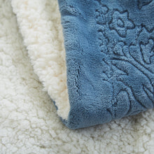 Load image into Gallery viewer, Tache Solid Embossed Rainy Day Grey Blue Sherpa Throw Blanket (62090)