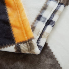 Load image into Gallery viewer, Tache Fall Orange Farmhouse Super Soft Micro Fleece Plaid Patchwork Plush Lightweight Bed Throw Blanket (4021)