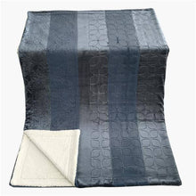 Load image into Gallery viewer, Tache Solid Embossed Rainy Day Grey Blue Sherpa Throw Blanket (62090)
