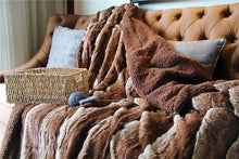 Load image into Gallery viewer, Tache Golden Brown Faux Fur Sherpa Throw Blanket (DY01)