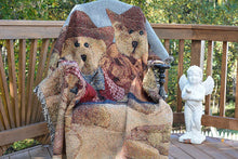 Load image into Gallery viewer, Tache Teddy Bear Western Cowboy Tapestry Throw with Fringe (2173)