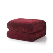 Load image into Gallery viewer, Tache Solid Embossed Merlot Red Reversible Sherpa Throw Blanket (62087)