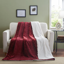 Load image into Gallery viewer, Tache Solid Embossed Merlot Red Reversible Sherpa Throw Blanket (62087)
