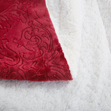 Load image into Gallery viewer, Tache Solid Embossed Merlot Red Reversible Sherpa Throw Blanket (62087)