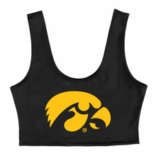 Load image into Gallery viewer, Iowa Hawkeyes Black Crop Tank Top