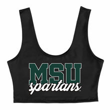 Load image into Gallery viewer, Michigan State Black Crop Tank Top