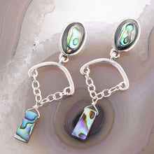 Load image into Gallery viewer, Blue Abalone Drop Chain Sterling Silver Earrings