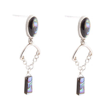 Load image into Gallery viewer, Blue Abalone Drop Chain Sterling Silver Earrings