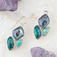 Load image into Gallery viewer, Blue Abalone Fire Sterling Silver Cluster Earrings