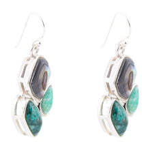 Load image into Gallery viewer, Blue Abalone Fire Sterling Silver Cluster Earrings