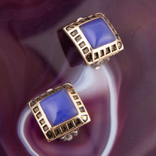 Load image into Gallery viewer, Blue Agate Golden Clip Earrings