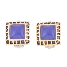 Load image into Gallery viewer, Blue Agate Golden Clip Earrings