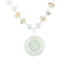 Load image into Gallery viewer, Blue Amazonite Rosette Sterling Necklace