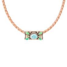 Load image into Gallery viewer, Legacy Lime Green and Blue Turquoise Braided Leather Necklace