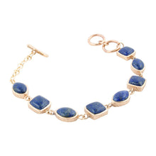 Load image into Gallery viewer, Blue Lapis Hammered Link Golden Bracelet