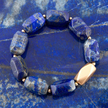 Load image into Gallery viewer, Blue Lapis Nugget Stretch Bracelet
