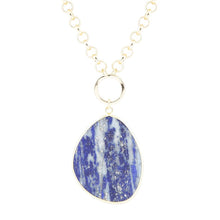 Load image into Gallery viewer, Blue Lapis Slab Pendant Golden Necklace