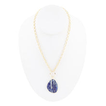 Load image into Gallery viewer, Blue Lapis Slab Pendant Golden Necklace