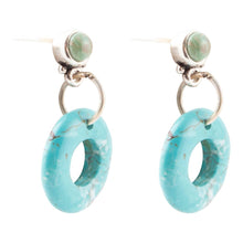 Load image into Gallery viewer, Blue Magnesite Donut Sterling Silver Drop Earrings