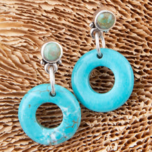 Load image into Gallery viewer, Blue Magnesite Donut Sterling Silver Drop Earrings
