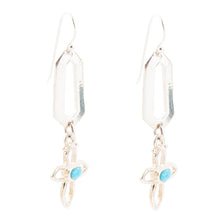 Load image into Gallery viewer, Blue Turquoise and Sterling Silver Cross Drop Earrings