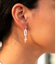 Load image into Gallery viewer, Blue Turquoise and Sterling Silver Cross Drop Earrings