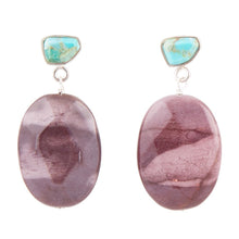 Load image into Gallery viewer, Blue Turquoise and Brown Mookaite Drop Earrings