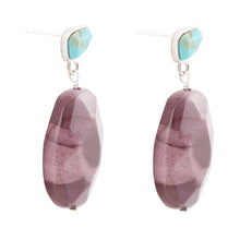 Load image into Gallery viewer, Blue Turquoise and Brown Mookaite Drop Earrings