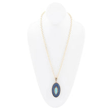 Load image into Gallery viewer, Stacked Blue Turquoise and Denim Golden Pendant Necklace