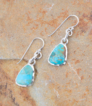 Load image into Gallery viewer, Blue Turquoise and Sterling Silver Drop Earrings