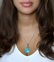 Load image into Gallery viewer, Blue Turquoise and Sterling Silver Hexagon Pendant Necklace