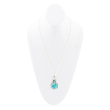 Load image into Gallery viewer, Blue Turquoise and Sterling Silver Hexagon Pendant Necklace