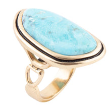 Load image into Gallery viewer, Blue Turquoise Golden Statement Ring