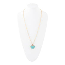 Load image into Gallery viewer, Blue Turquoise Heart Pendant Golden Necklace