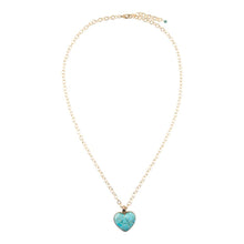 Load image into Gallery viewer, Blue Turquoise Heart Pendant Golden Necklace