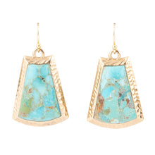 Load image into Gallery viewer, Blue Turquoise Jeweled Statement Golden Earrings