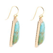 Load image into Gallery viewer, Blue Turquoise Jeweled Statement Golden Earrings