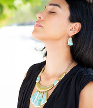 Load image into Gallery viewer, Blue Turquoise Jeweled Statement Golden Necklace