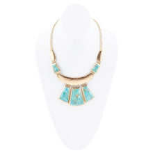 Load image into Gallery viewer, Blue Turquoise Jeweled Statement Golden Necklace