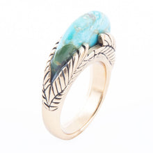 Load image into Gallery viewer, Blue Turquoise Line Golden Ring