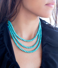 Load image into Gallery viewer, Blue Turquoise Magnesite Golden Necklace