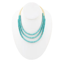Load image into Gallery viewer, Blue Turquoise Magnesite Golden Necklace
